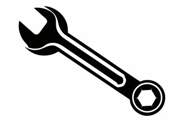 spanner silhouette line art vector illustration