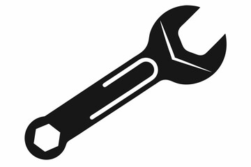 spanner silhouette line art vector illustration