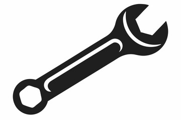 spanner silhouette line art vector illustration