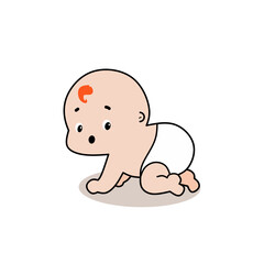 Baby boy crawling around. Cartoon character vector illustration isolated on white