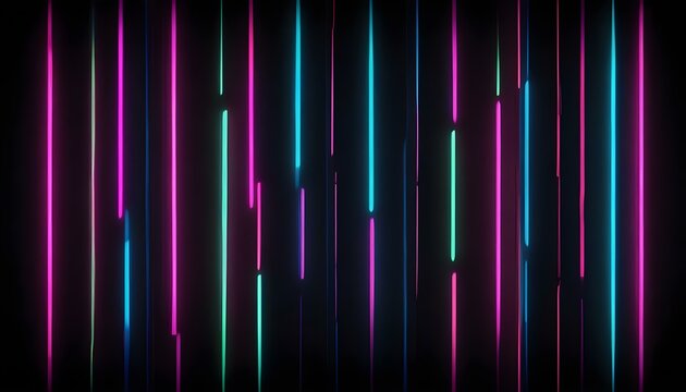 A striking visual of neon lights, creating a vibrant display with vertical glowing lines.