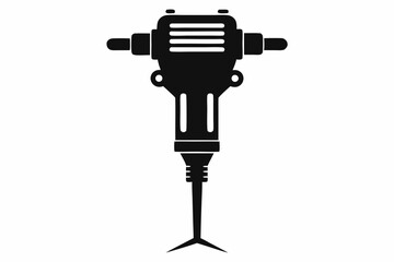 tamping rammer silhouette line art vector illustration