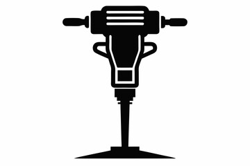 tamping rammer silhouette line art vector illustration