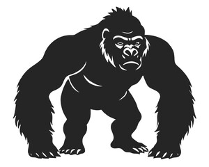 Gorilla vector silhouette illustration on white background