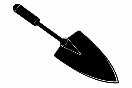 black garden trowel on white background clip art preview