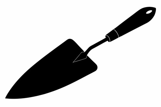black trowel on white background clip art preview
