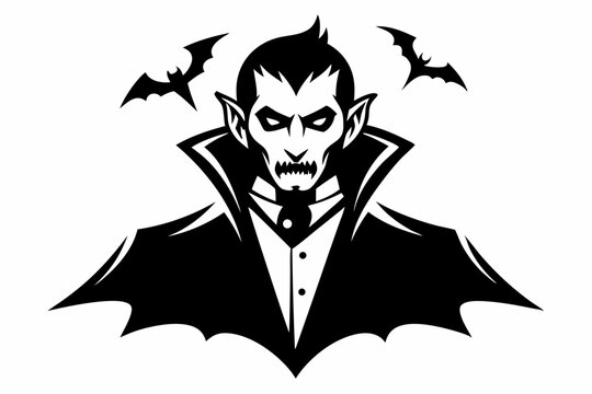 vampire silhouette line art vector illustration