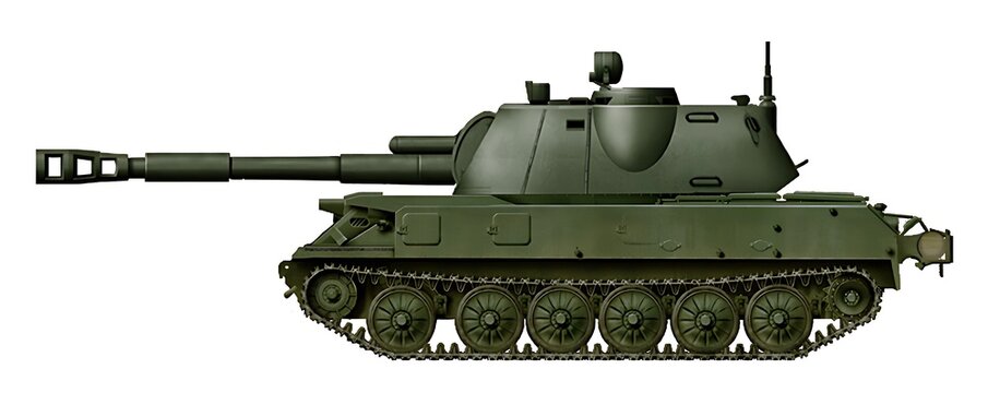Prototype of self-propelled gun based on the ZSU-23-4 chassis and a turret from the 2S3 self-propelled gun
