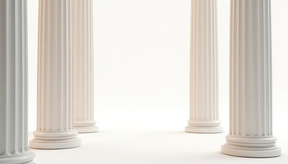 Elegant Roman-style columns against a stark white backdrop, monument, classic, image