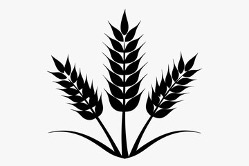 wheat plant silhouette line art vector illustration