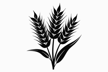 wheat plant silhouette line art vector illustration