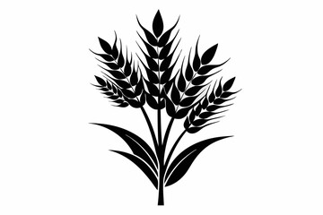 wheat plant silhouette line art vector illustration