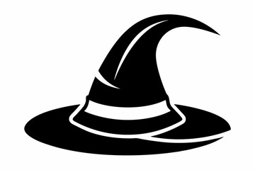 witch hat silhouette line art vector illustration