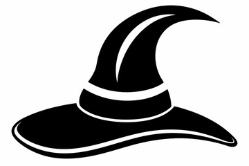 witch hat silhouette line art vector illustration