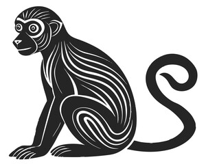 Monkey vector silhouette illustration on white background