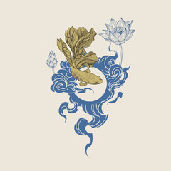 Hand drawn koi illustration