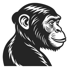Monkey vector silhouette illustration on white background
