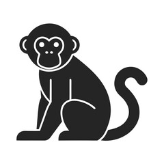 Monkey icon vector silhouette illustration on white background