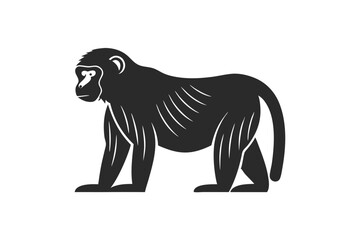 Monkey vector silhouette illustration on white background