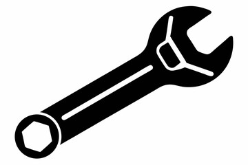 wrench silhouette line art vector illustration