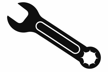 wrench silhouette line art vector illustration