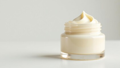 Luxurious cream jar on white, pristine backdrop, moisturizer, spa