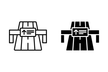 Highway Icon. Black and White Vector Icon. Directions on the Road. Wide Highway with Hard Surface