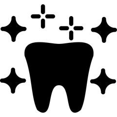 Tooth with Sparkles Glyph Icon