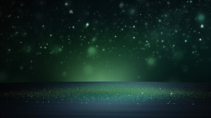 Dark simple light green background with golden glitter and particles, perfect for luxury display and celebration.

