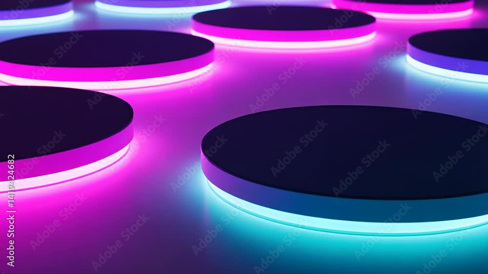 Poster experience the mesmerizing glow of illuminated circles in a vibrant, artistic display at an urban ar
