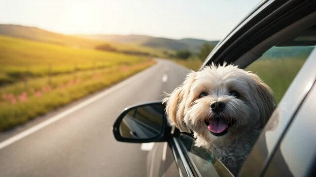 Small Dog Enjoying Car Ride