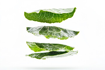 Obraz premium a group of leafy vegetables floating in the air