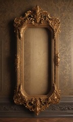 Intricate vintage frames on luxurious damask, rich textures ,  antique,  decoration,  illustration