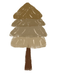 Cute gold olive green scandinavian nordic tree pastel color crayon watercolour kids illustration doodle clipart digital sticker cutout hand drawn children nature jungle forest design