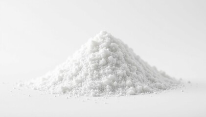 Pile of white granulated sugar on white background, isolated, sugar