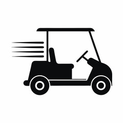 Golf cart icon vector silhouette illustration on white background