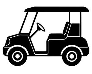 Golf cart vector silhouette illustration on white background