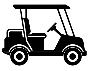 Golf cart vector silhouette illustration on white background