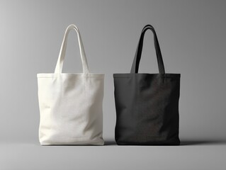 Tote Bag Mockup White and Black Canvas Bags