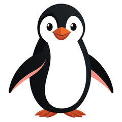 Cartoon Penguin Standing Isolated On Transparent Background