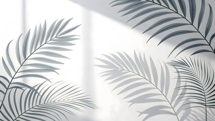 Minimalist Palm Leaf Shadows on White for a Serene Aesthetic V1