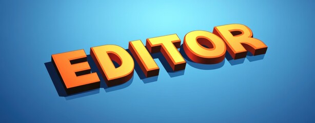 Bold "EDITOR" word on blue background