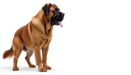 Obraz premium Majestic mastiff, powerful stance, white background, majestic, mastiff