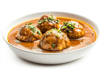 a bowl of meatballs covered in a sauce