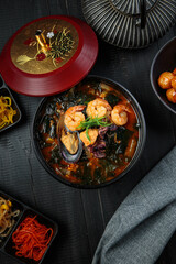 Hot and delicious soup with spices