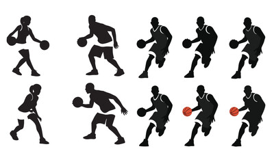 Men and women playing basketball