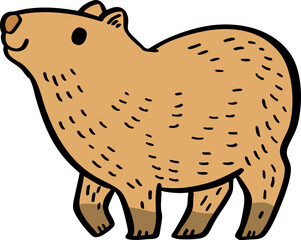hand drawn cute cartoon character of a capybara.
