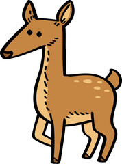 hand drawn cute cartoon character of a deer.