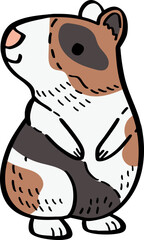 hand drawn cute cartoon character of a guinea pig.