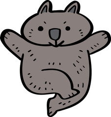 hand drawn cute cartoon character of a wombat.